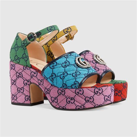 gucci multicolor platform sandal|Gucci unisex sandals.